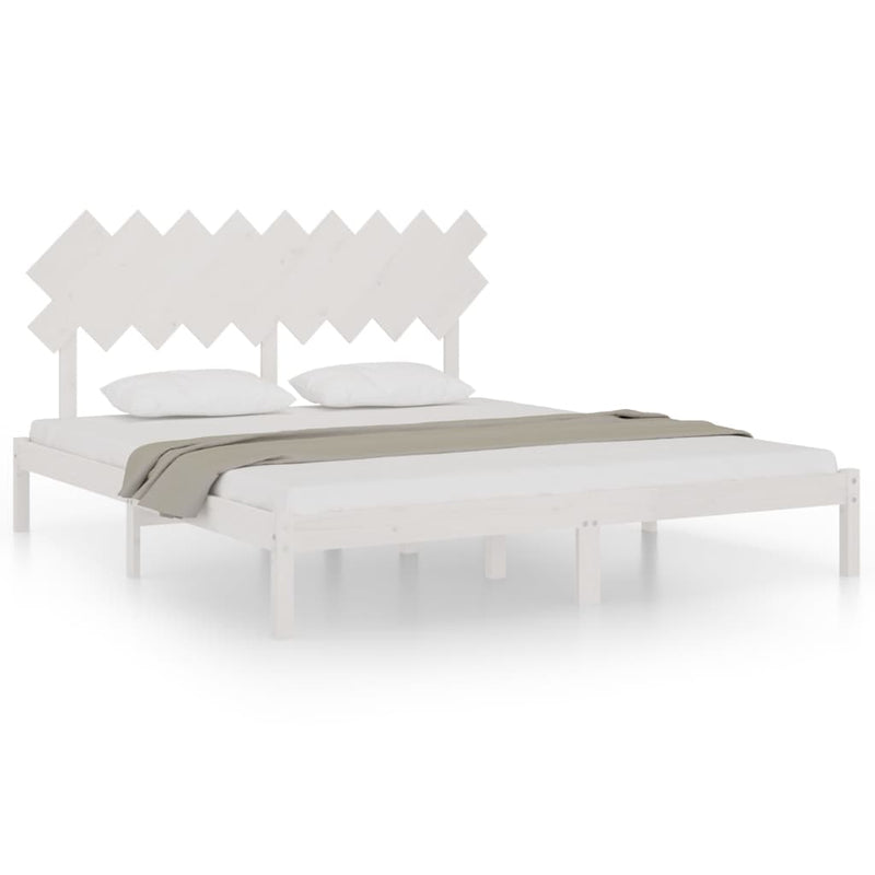 vidaXL Bed Frame without Mattress White 183x203 cm King Solid Wood