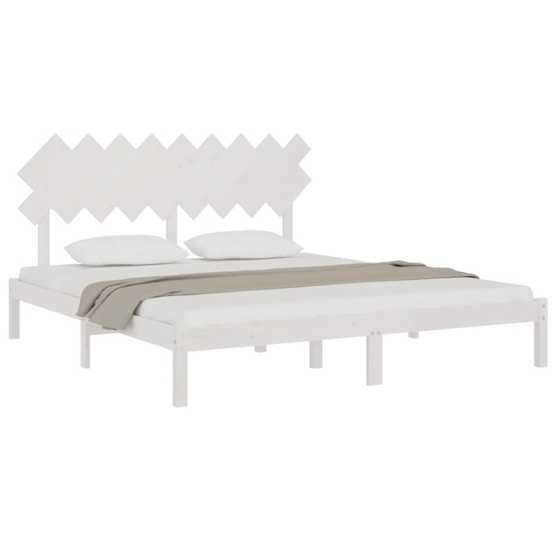 vidaXL Bed Frame without Mattress White 183x203 cm King Solid Wood