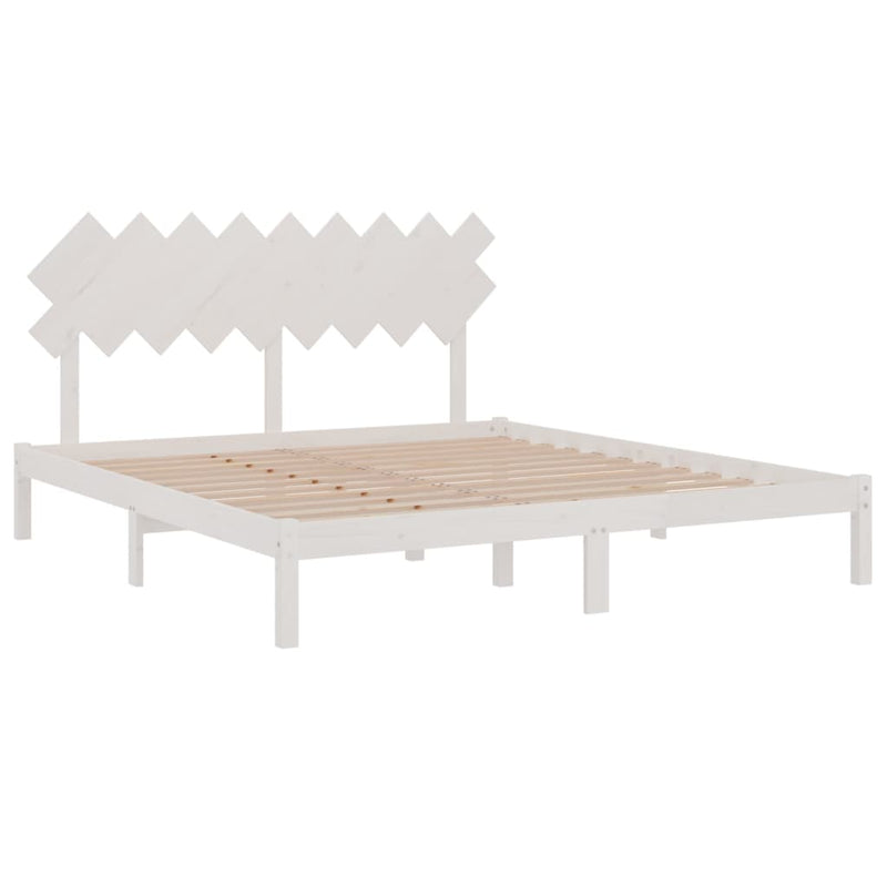 vidaXL Bed Frame without Mattress White 183x203 cm King Solid Wood