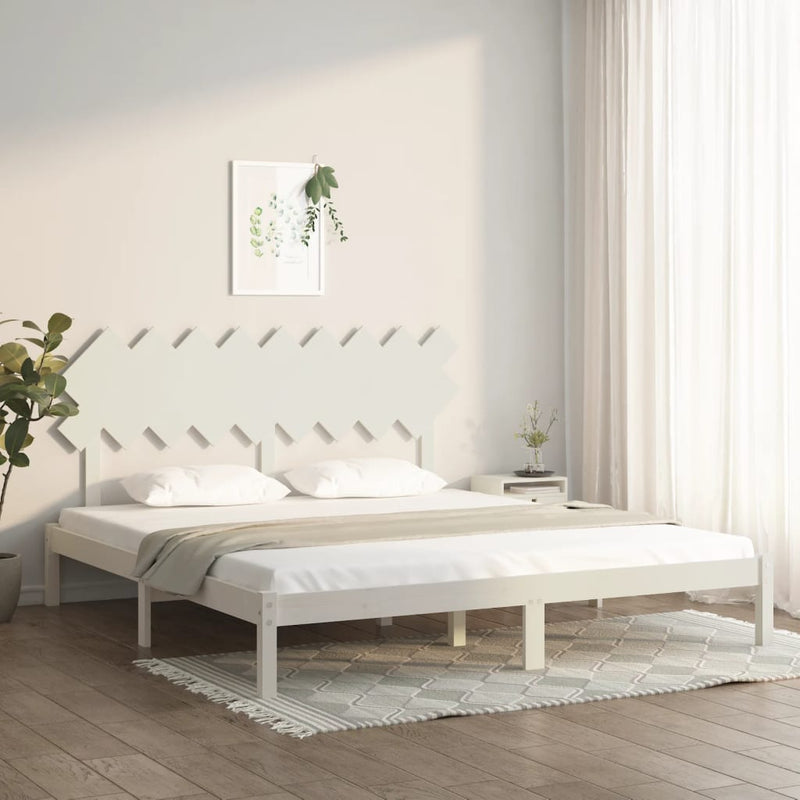 vidaXL Bed Frame without Mattress White 183x203 cm King Solid Wood