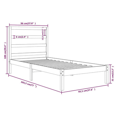 vidaXL Bed Frame without Mattress 90x190 cm Solid Wood