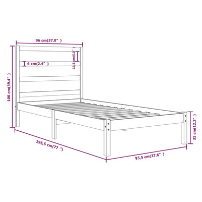 vidaXL Bed Frame without Mattress 90x190 cm Solid Wood