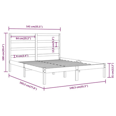 vidaXL Bed Frame without Mattress White 135x190 cm Solid Wood