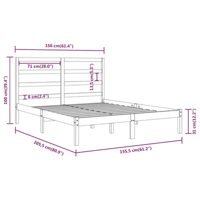 vidaXL Bed Frame without Mattress Black 150x200 cm Solid Wood