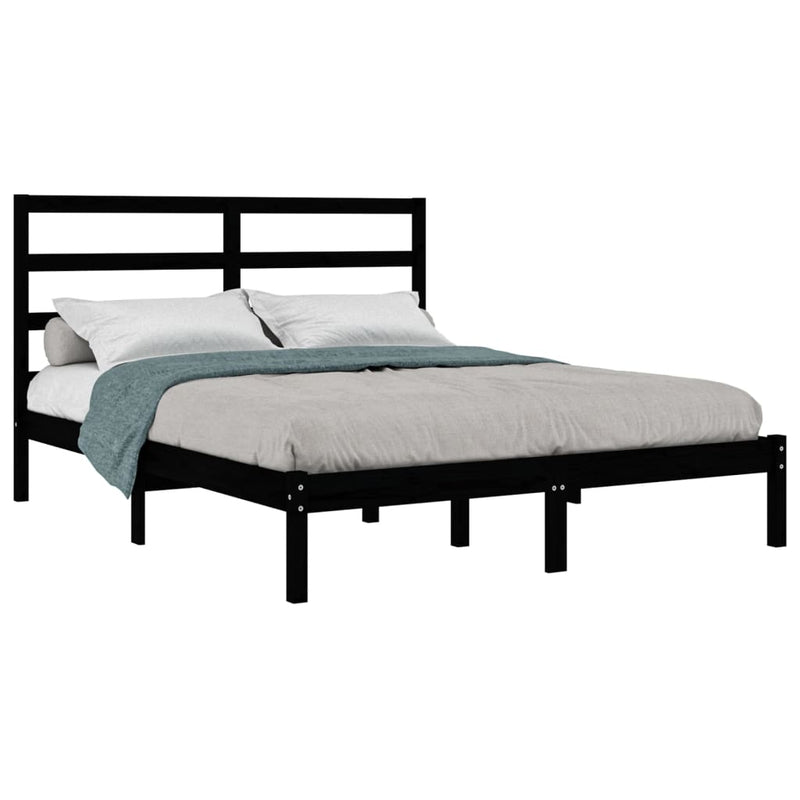 vidaXL Bed Frame without Mattress Black 150x200 cm Solid Wood