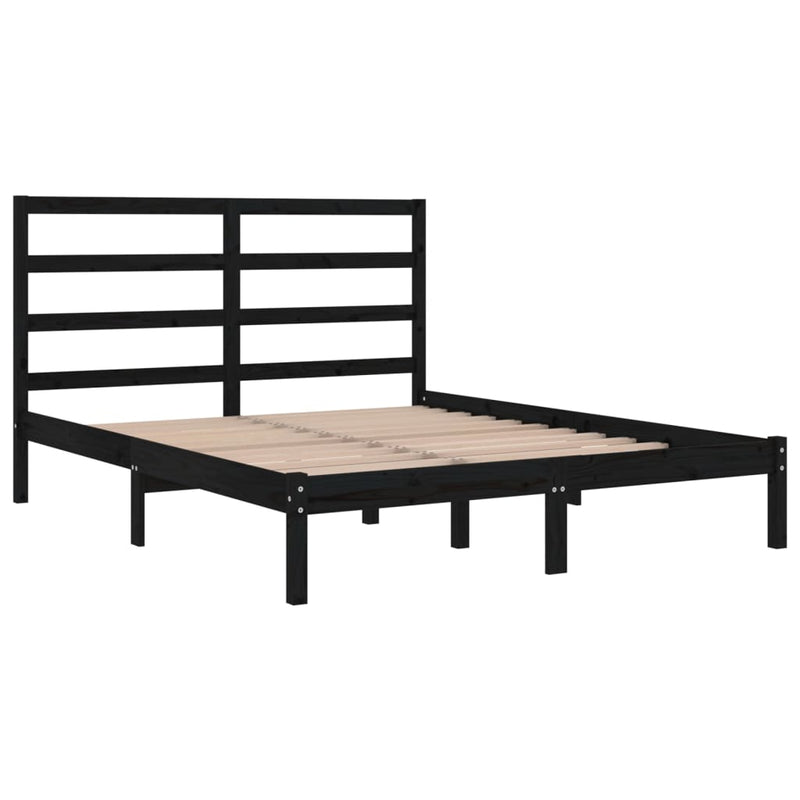 vidaXL Bed Frame without Mattress Black 150x200 cm Solid Wood