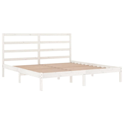 vidaXL Bed Frame without Mattress White 183x203 cm King Solid Wood