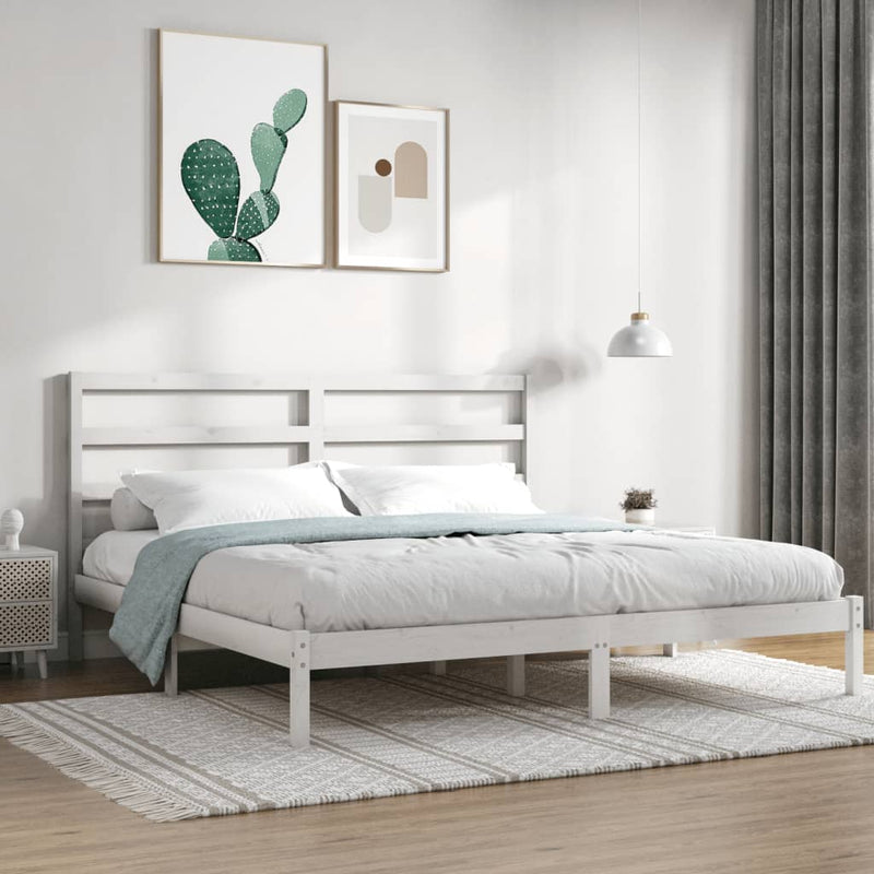 vidaXL Bed Frame without Mattress White 183x203 cm King Solid Wood
