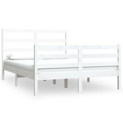 vidaXL Bed Frame without Mattress White Solid Wood Pine 135x190 cm