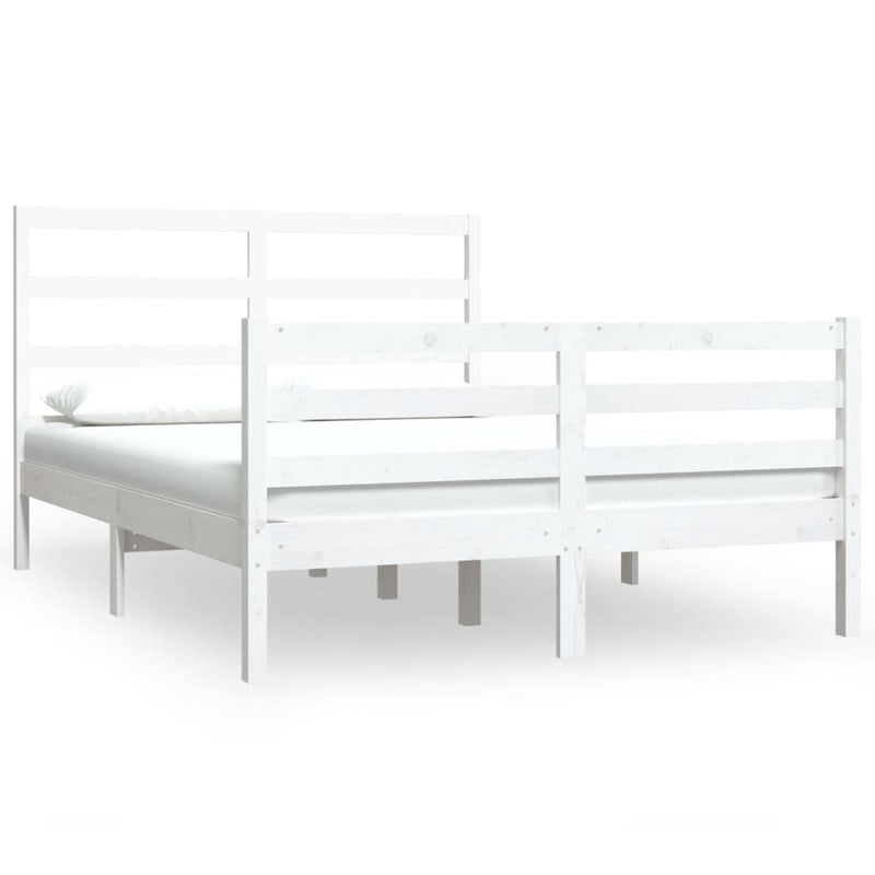 vidaXL Bed Frame without Mattress White Solid Wood Pine 135x190 cm