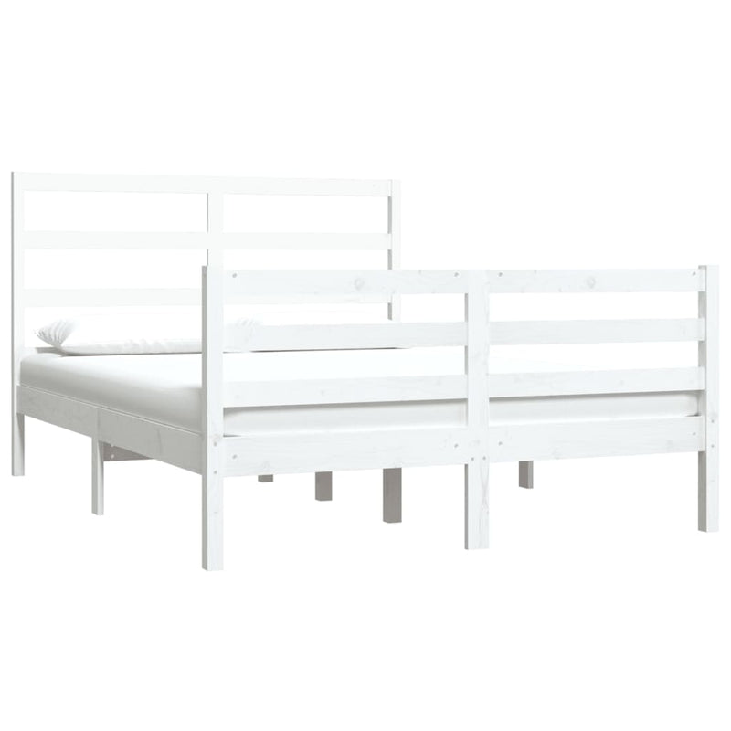 vidaXL Bed Frame without Mattress White Solid Wood Pine 135x190 cm