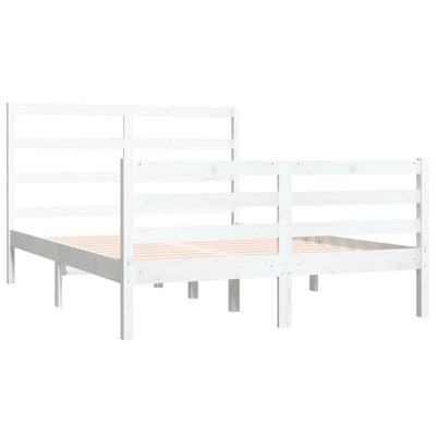 vidaXL Bed Frame without Mattress White Solid Wood Pine 135x190 cm