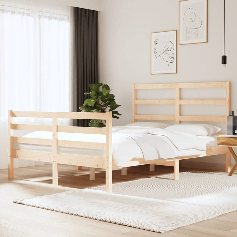 vidaXL Bed Frame without Mattress White Solid Wood Pine 150x200 cm