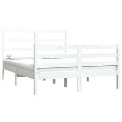 vidaXL Bed Frame without Mattress White Solid Wood Pine 150x200 cm