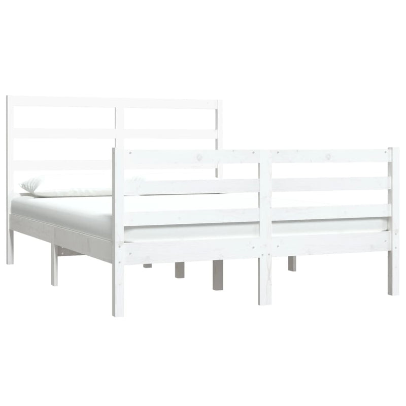vidaXL Bed Frame without Mattress White Solid Wood Pine 150x200 cm
