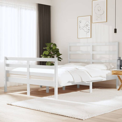 vidaXL Bed Frame without Mattress White Solid Wood Pine 150x200 cm