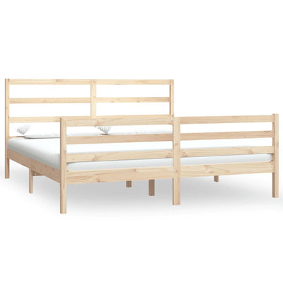 vidaXL Bed Frame without Mattress White Solid Wood Pine 183x203 cm King