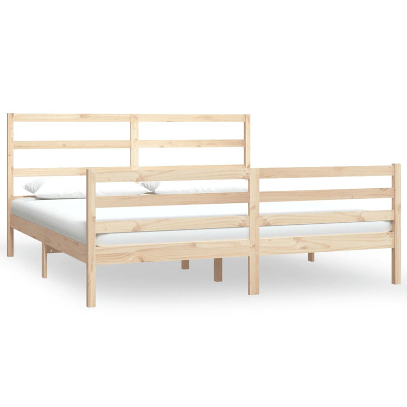 vidaXL Bed Frame without Mattress White Solid Wood Pine 183x203 cm King