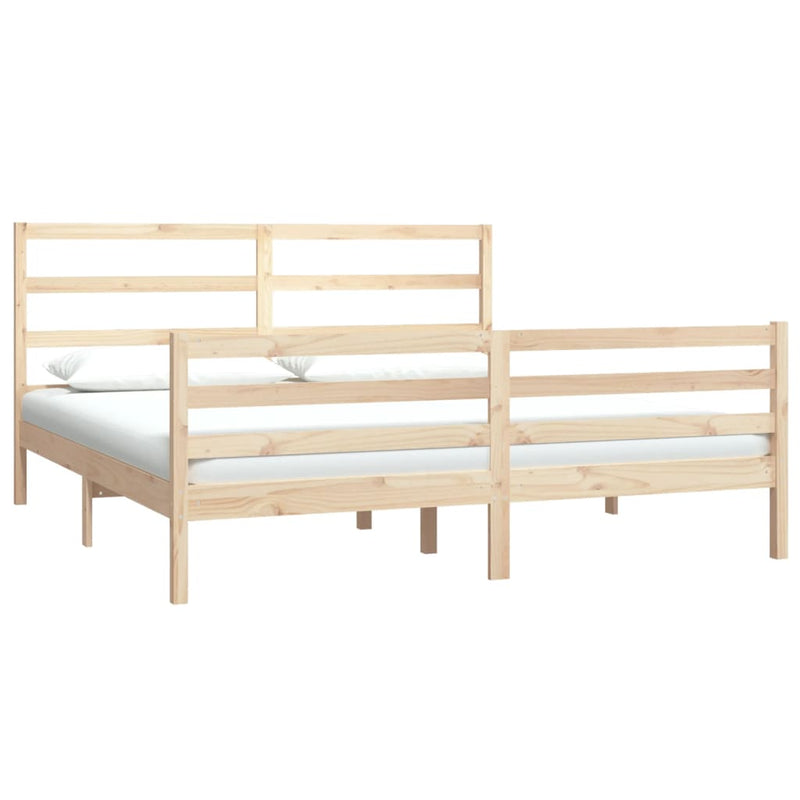 vidaXL Bed Frame without Mattress White Solid Wood Pine 183x203 cm King