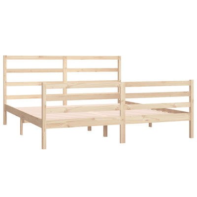 vidaXL Bed Frame without Mattress White Solid Wood Pine 183x203 cm King