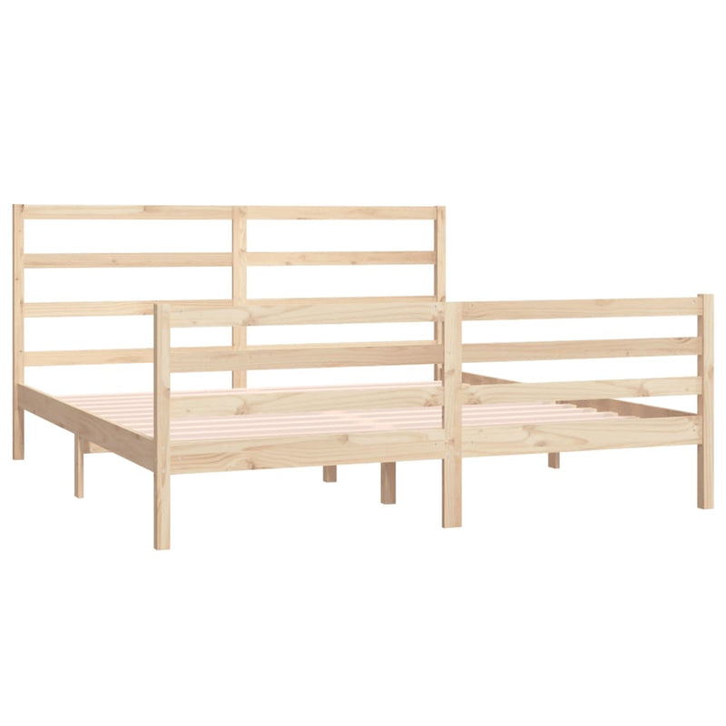 vidaXL Bed Frame without Mattress White Solid Wood Pine 183x203 cm King