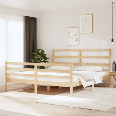 vidaXL Bed Frame without Mattress White Solid Wood Pine 183x203 cm King