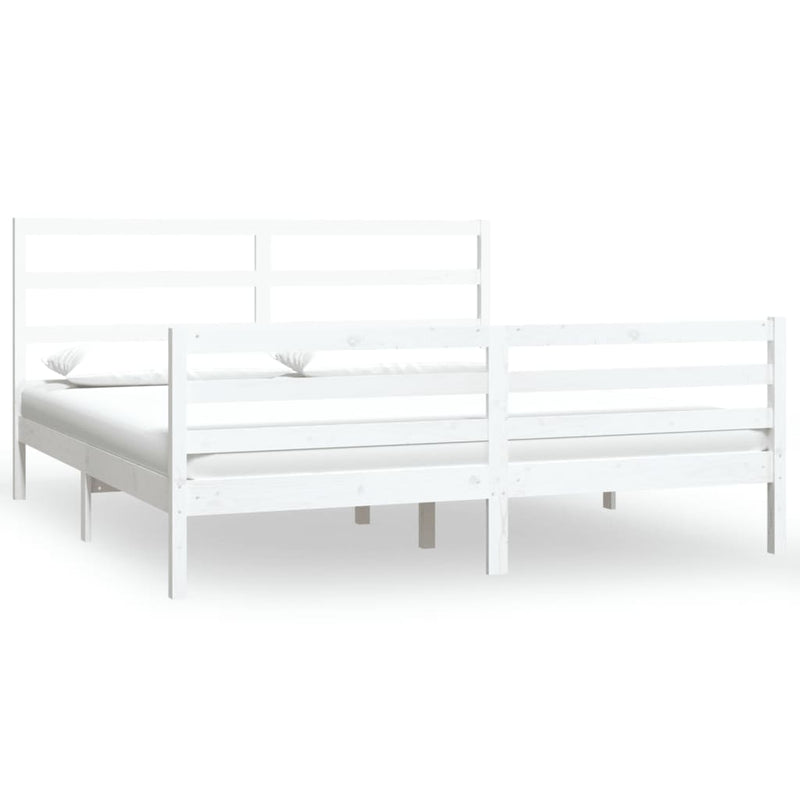 vidaXL Bed Frame without Mattress White Solid Wood Pine 183x203 cm King