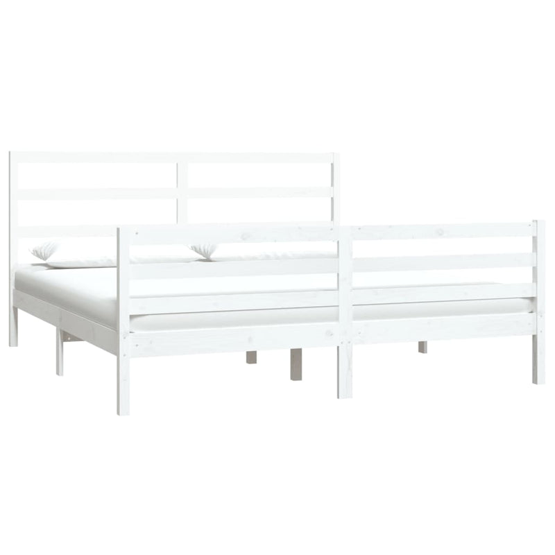 vidaXL Bed Frame without Mattress White Solid Wood Pine 183x203 cm King