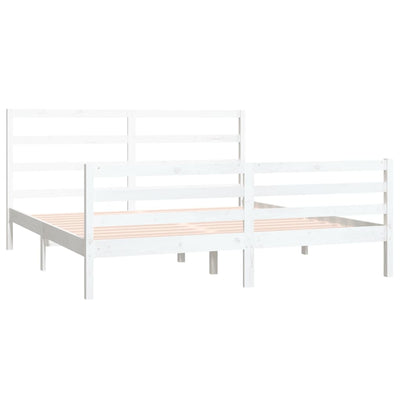 vidaXL Bed Frame without Mattress White Solid Wood Pine 183x203 cm King