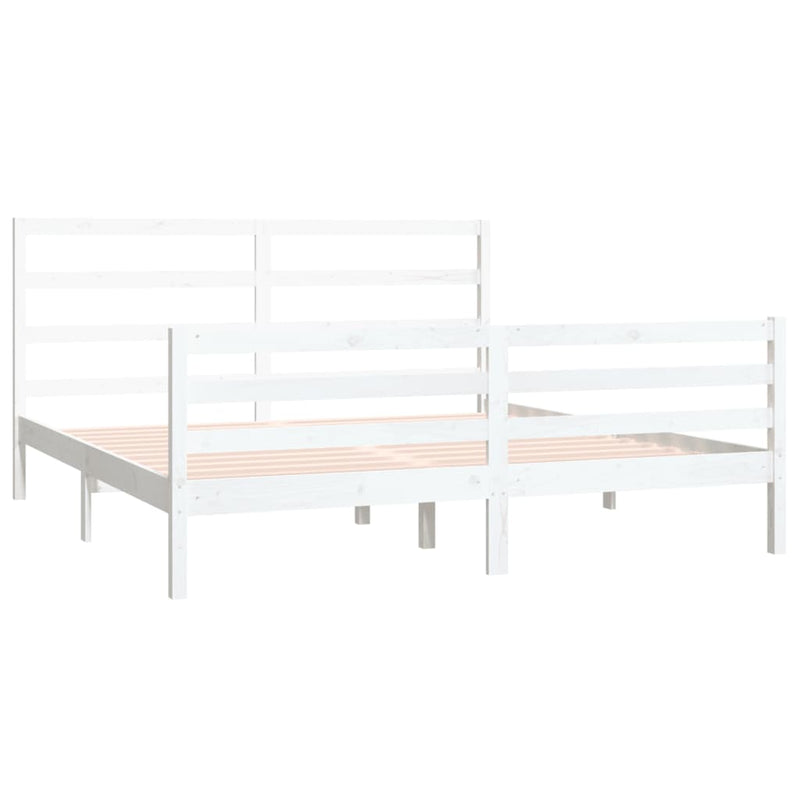 vidaXL Bed Frame without Mattress White Solid Wood Pine 183x203 cm King