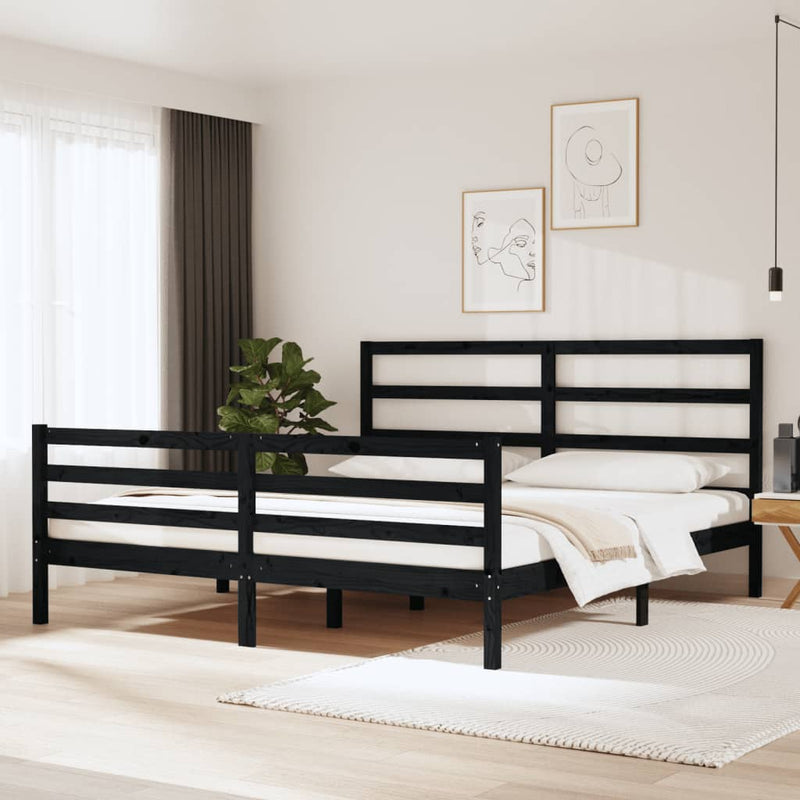 vidaXL Bed Frame without Mattress White Solid Wood Pine 183x203 cm King