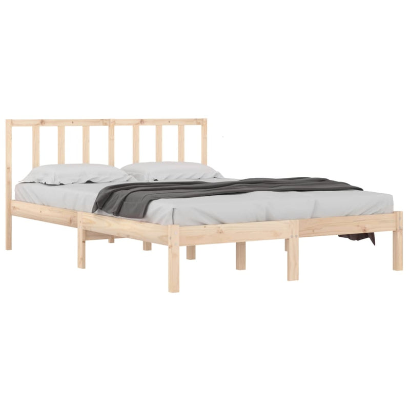 vidaXL Bed Frame without Mattress Black Solid Wood Pine 150x200 cm