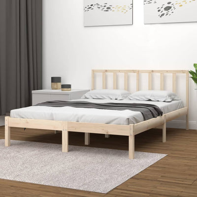 vidaXL Bed Frame without Mattress Black Solid Wood Pine 150x200 cm