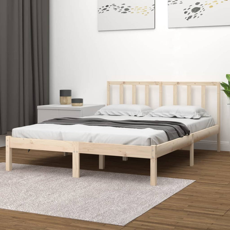 vidaXL Bed Frame without Mattress Black Solid Wood Pine 150x200 cm