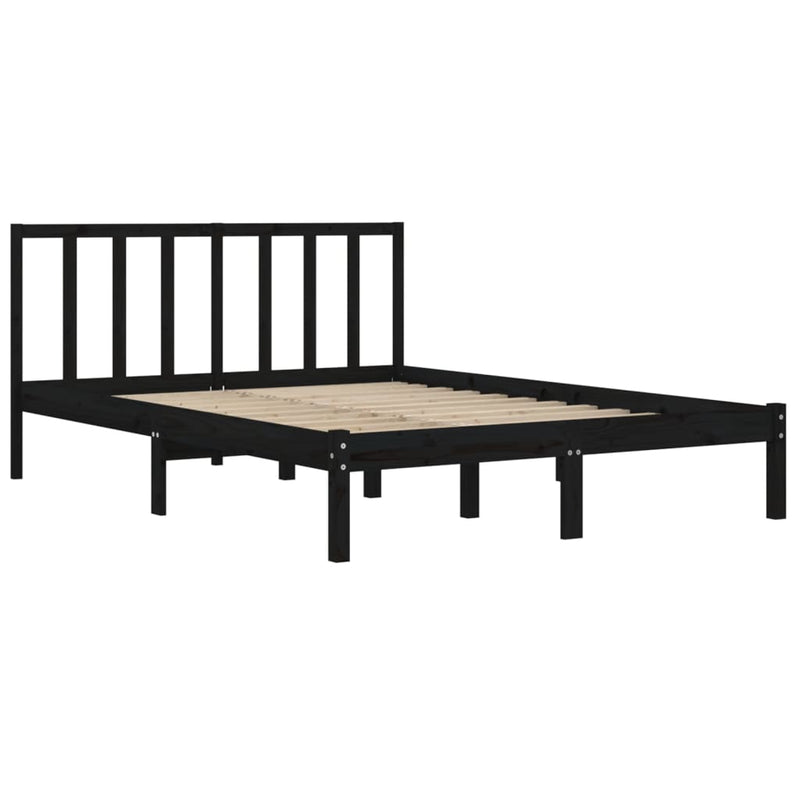 vidaXL Bed Frame without Mattress Black Solid Wood Pine 150x200 cm