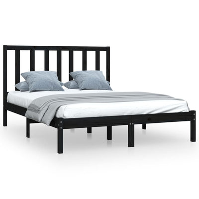 vidaXL Bed Frame without Mattress Black Solid Wood Pine 150x200 cm