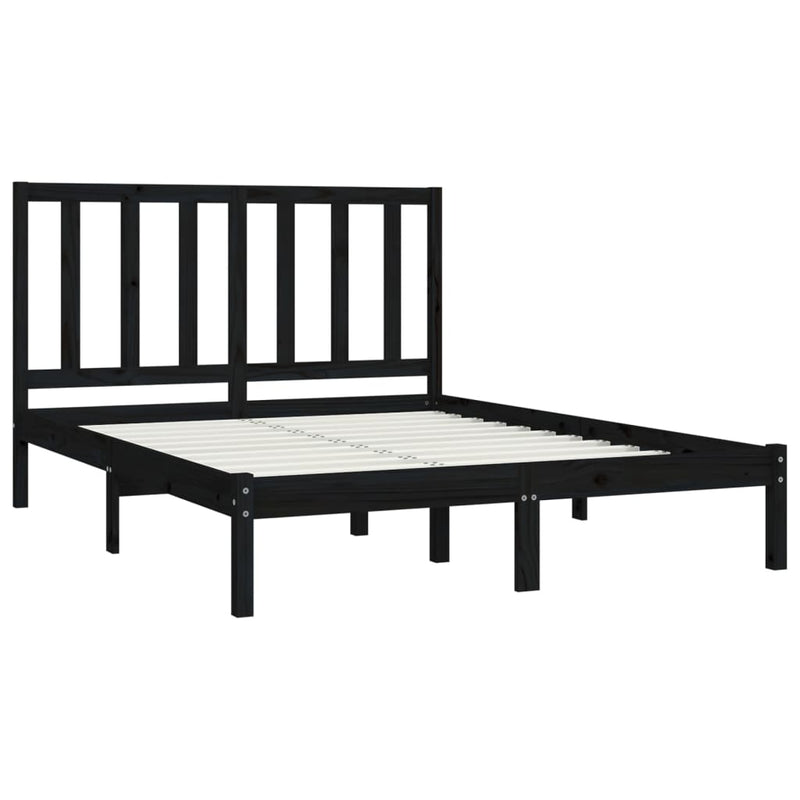 vidaXL Bed Frame without Mattress Black Solid Wood Pine 150x200 cm