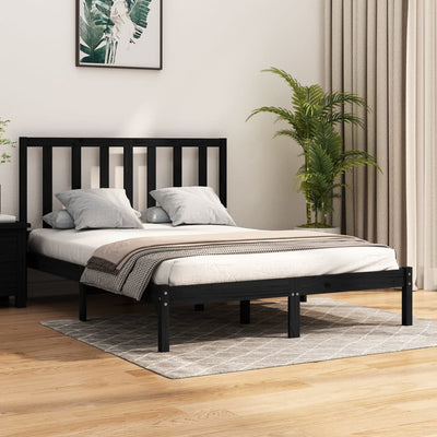 vidaXL Bed Frame without Mattress Black Solid Wood Pine 150x200 cm