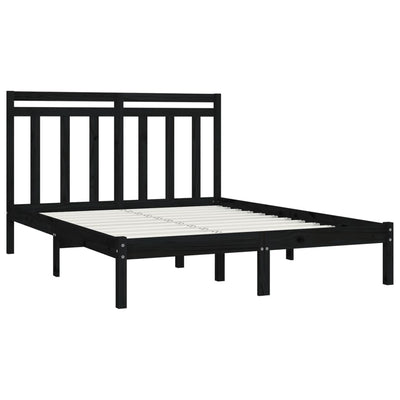 vidaXL Bed Frame without Mattress Black 135x190 cm Solid Wood