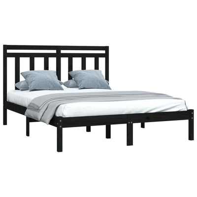 vidaXL Bed Frame without Mattress Black 150x200 cm Solid Wood