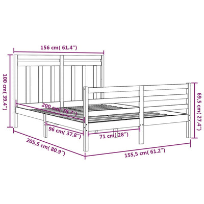 vidaXL Bed Frame without Mattress 150x200 cm Solid Wood