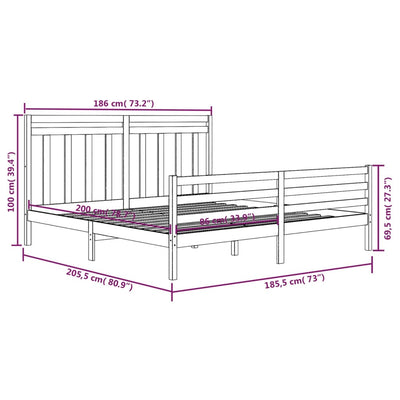 vidaXL Bed Frame without Mattress 183x203 cm King Solid Wood