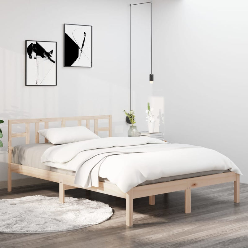 vidaXL Bed Frame without Mattress Black 135x190 cm Solid Wood