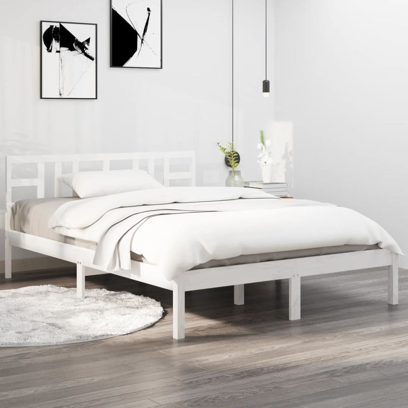 vidaXL Bed Frame without Mattress White 150x200 cm Solid Wood