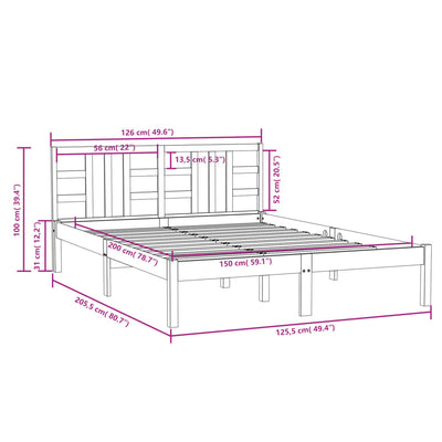 vidaXL Bed Frame without Mattress White 150x200 cm Solid Wood