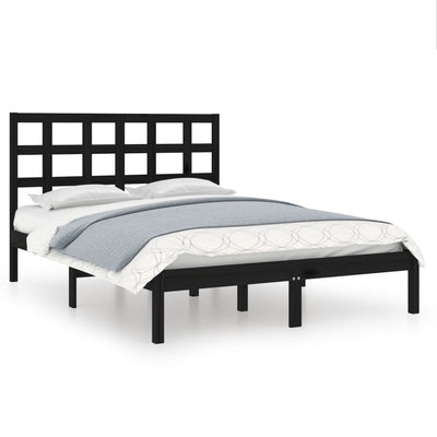 vidaXL Bed Frame without Mattress Black 135x190 cm Solid Wood