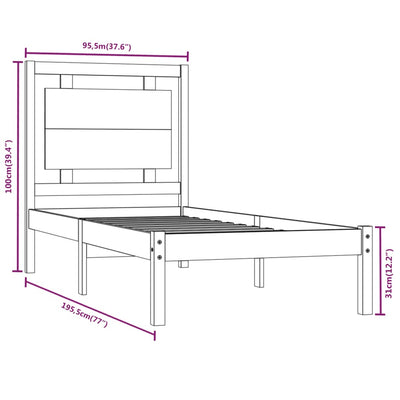 vidaXL Bed Frame without Mattress 90x190 cm Solid Wood