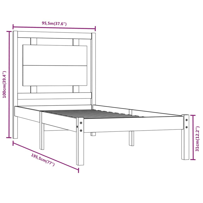 vidaXL Bed Frame without Mattress 90x190 cm Solid Wood
