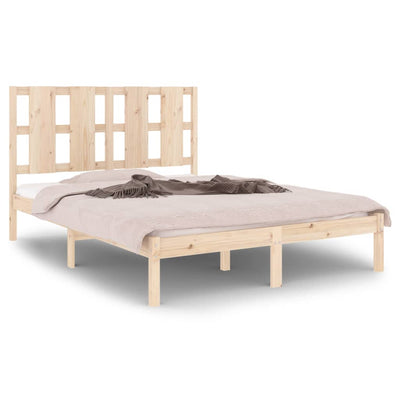 vidaXL Bed Frame without Mattress Black 135x190 cm Solid Wood