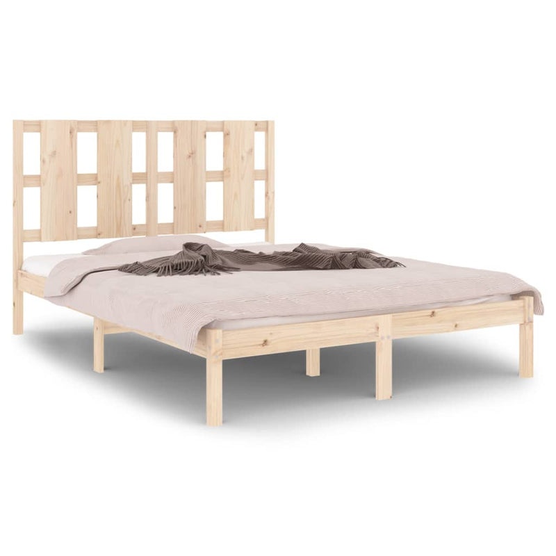 vidaXL Bed Frame without Mattress Black 135x190 cm Solid Wood